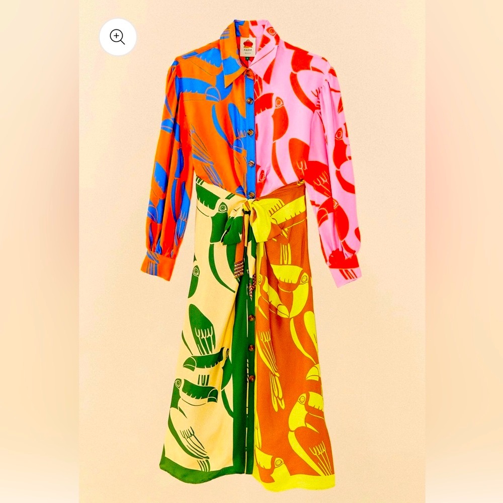 NWT -Farm Rio Mixed-Print Shirt Dress in size small